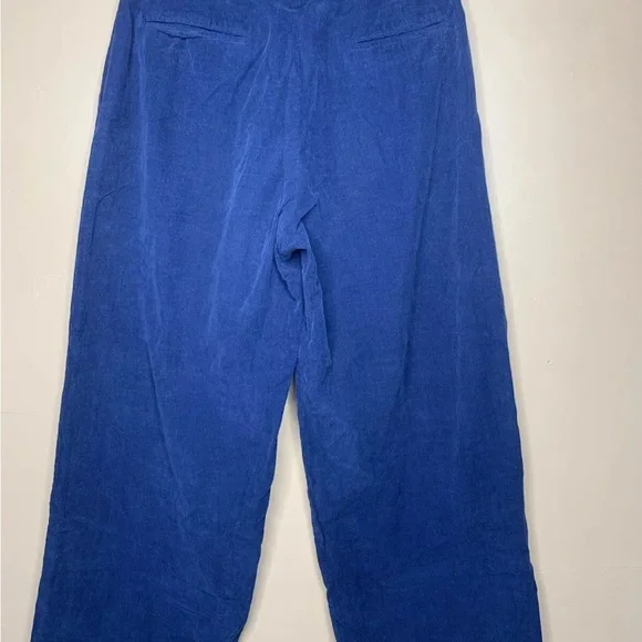 Christine Alcalay Blue Corduroy Straight Leg Ankle Length Pants